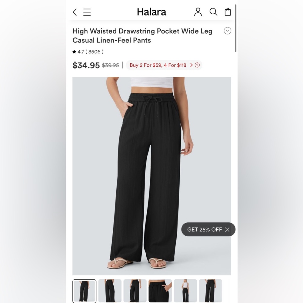 HALARA Small Tall Pants NWT High Waisted Wide Leg Casual Linen-Blend l MSRP $40